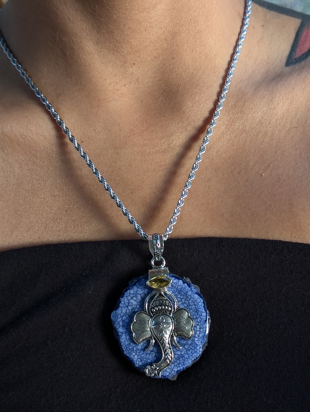 Sterling Silver Ganesha Pendant Necklace